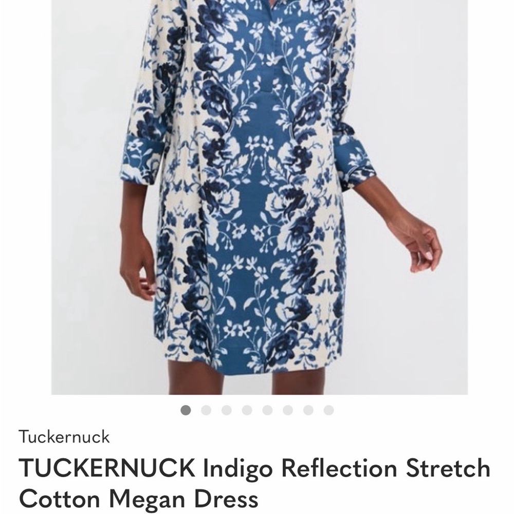 Tuckernuck Indigo and White Floral Long-Sleeve Shift Dress